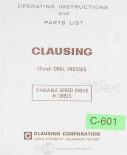 Clausing-Colchester-Clausing Colchester 15\", 1660-1793, Drill Press, Instruction & Parts Manual 1965-15 Inch-15\"-Models 1660-1793-03
